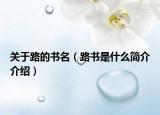 关于路的书名（路书是什么简介介绍）