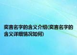 奕言名字的含义介绍(奕言名字的含义详细情况如何)