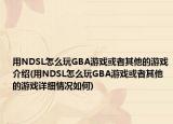 用NDSL怎么玩GBA游戏或者其他的游戏介绍(用NDSL怎么玩GBA游戏或者其他的游戏详细情况如何)