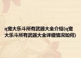 q宠大乐斗所有武器大全介绍(q宠大乐斗所有武器大全详细情况如何)