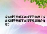 汝知射乎吾射不亦精乎的意思（汝亦知射乎吾射不亦精乎意思简介介绍）