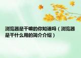 浏览器是干嘛的你知道吗（浏览器是干什么用的简介介绍）