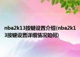 nba2k13按键设置介绍(nba2k13按键设置详细情况如何)