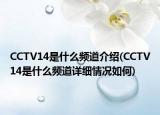 CCTV14是什么频道介绍(CCTV14是什么频道详细情况如何)