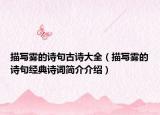 描写雾的诗句古诗大全（描写雾的诗句经典诗词简介介绍）