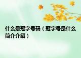 什么是冠字号码（冠字号是什么简介介绍）