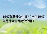 1947年是什么生肖?（出生1947年是什么生肖简介介绍）