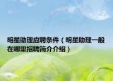 明星助理应聘条件（明星助理一般在哪里招聘简介介绍）