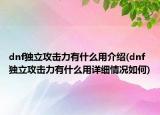 dnf独立攻击力有什么用介绍(dnf独立攻击力有什么用详细情况如何)