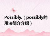 Possibly.（possibly的用法简介介绍）