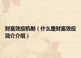 财富效应机制（什么是财富效应简介介绍）