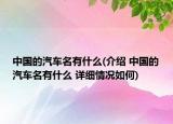 中国的汽车名有什么(介绍 中国的汽车名有什么 详细情况如何)