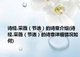 诗经.采薇（节选）的诗意介绍(诗经.采薇（节选）的诗意详细情况如何)