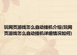 玩网页游戏怎么自动挂机介绍(玩网页游戏怎么自动挂机详细情况如何)