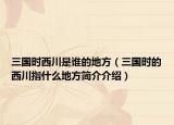 三国时西川是谁的地方（三国时的西川指什么地方简介介绍）