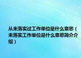 从未落实过工作单位是什么意思（未落实工作单位是什么意思简介介绍）