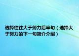 选择往往大于努力后半句（选择大于努力的下一句简介介绍）