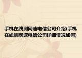 手机在线测网速电信公司介绍(手机在线测网速电信公司详细情况如何)