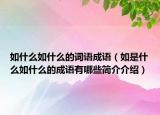 如什么如什么的词语成语（如是什么如什么的成语有哪些简介介绍）
