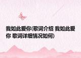 我如此爱你(歌词介绍 我如此爱你 歌词详细情况如何)