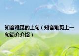 知音难觅的上句（知音难觅上一句简介介绍）