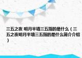 三五之夜 明月半墙三五指的是什么（三五之夜明月半墙三五指的是什么简介介绍）