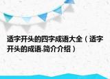 适字开头的四字成语大全（适字开头的成语.简介介绍）