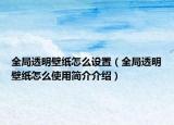全局透明壁纸怎么设置（全局透明壁纸怎么使用简介介绍）