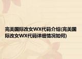 完美国际改女WX代码介绍(完美国际改女WX代码详细情况如何)