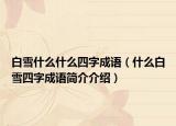 白雪什么什么四字成语（什么白雪四字成语简介介绍）