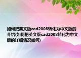如何把英文版cad2008转化为中文版的介绍(如何把英文版cad2008转化为中文版的详细情况如何)