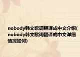 nobody韩文歌词翻译成中文介绍(nobody韩文歌词翻译成中文详细情况如何)