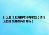 什么白什么清的成语有哪些（清什么白什么成语简介介绍）
