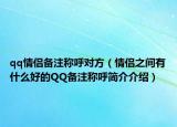 qq情侣备注称呼对方（情侣之间有什么好的QQ备注称呼简介介绍）