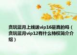 贪玩蓝月上线送vip16是真的吗（贪玩蓝月vip12有什么特权简介介绍）