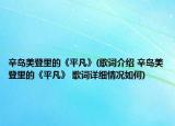 辛岛美登里的《平凡》(歌词介绍 辛岛美登里的《平凡》 歌词详细情况如何)