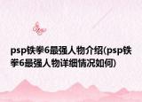 psp铁拳6最强人物介绍(psp铁拳6最强人物详细情况如何)