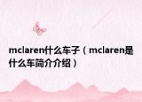 mclaren什么车子（mclaren是什么车简介介绍）