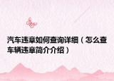 汽车违章如何查询详细（怎么查车辆违章简介介绍）