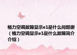 格力空调故障显示e1是什么问题谢（格力空调显示e1是什么故障简介介绍）