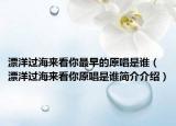 漂洋过海来看你最早的原唱是谁（漂洋过海来看你原唱是谁简介介绍）