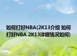 如何打好NBA(2K13介绍 如何打好NBA 2K13详细情况如何)