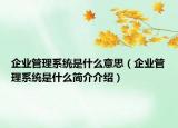 企业管理系统是什么意思（企业管理系统是什么简介介绍）