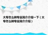 大专怎么转专业简介介绍一下（大专怎么转专业简介介绍）