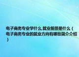 电子商务专业学什么,就业前景是什么（电子商务专业的就业方向有哪些简介介绍）