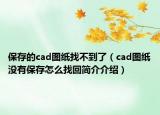 保存的cad图纸找不到了（cad图纸没有保存怎么找回简介介绍）
