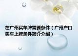 在广州买车牌需要条件（广州户口买车上牌条件简介介绍）