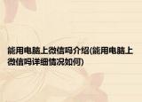能用电脑上微信吗介绍(能用电脑上微信吗详细情况如何)