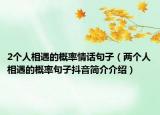 2个人相遇的概率情话句子（两个人相遇的概率句子抖音简介介绍）