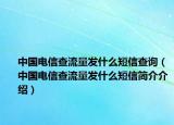 中国电信查流量发什么短信查询（中国电信查流量发什么短信简介介绍）
